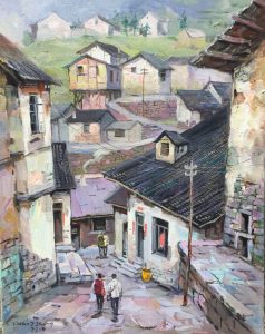 Village of Chongqing重慶的山村16x20 inOil油畫