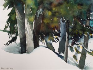 Snow Scene A雪景A16x12 inWatercolor水彩