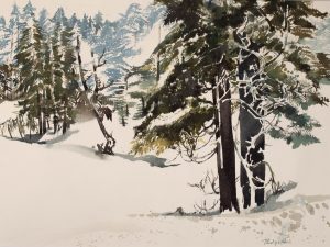 Snow Scene B雪景B24x18 inWatercolor水彩