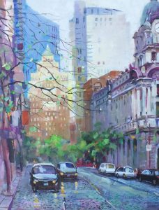 Street View Vancouver溫哥華街景16x20 inOil油畫