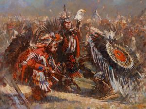 Eagle Spirit Dancing 鷹舞30x40 in / Oil on Linen Canvas 亞麻布油畫$9,500 Framed / $9,200 Unframed