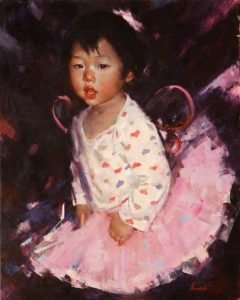 Little Pink Tutu小粉紅色短舞裙20x16 inOil on Linen Canvas亞麻布油畫