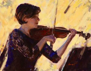 Violin Soloist小提琴演奏家11x14 inOil on Linen Canvas亞麻布油畫