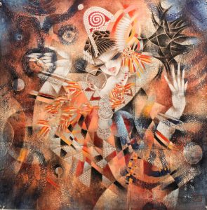 Dancing with Fire火之舞31x31 inGouache on Paper紙本水粉