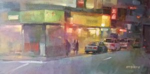 Night Lights夜晚的燈光15x30 inAcrylic壓克力