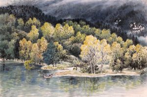 Landscape 世外桃源18x27 in / Chinese Ink and Color 水墨設色$1,500