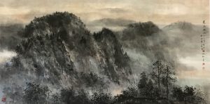 Mountains in the Rains晨雨過山51x27 inWater Ink 水墨