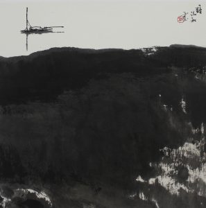 Crossing the River靜渡17x17 inWater Ink 水墨