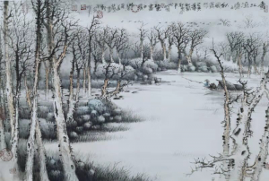 River at Fall春江渔隐之秋风萧瑟35x24 inChinese Ink水墨