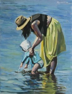 Playing Water戲水的孩童14x18 inOil on Canvas布面油畫