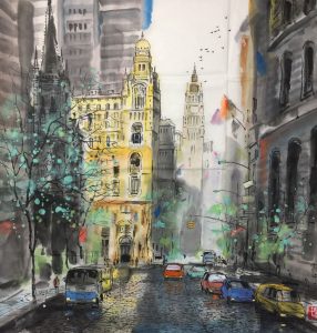 Broadway Ave紐約百老匯大道25x25 inWater Ink水墨