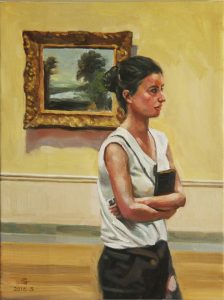 An Indian Lady Appreciating Artwork賞畫的印度女孩12x16 inOil on Canvas布面油畫