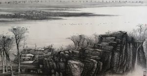 Fairwell Poem on the Painting by WANG, Changling王昌齡《送别》詩意圖94x39 inChinese Ink水墨