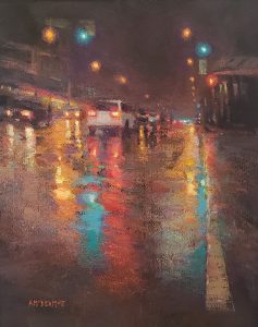 Night Lights on Broadway百老匯街的夜燈13.5x10.5 inAcrylic壓克力