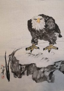 Ambitions未肯平原淺草飛20x28 inChinese Ink and Color水墨設色
