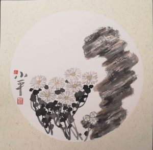 Chrysanthemum四雅之菊花D: 13 inChinese Ink and Color水墨設色